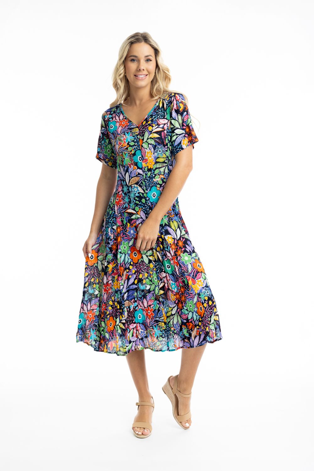 Orientique Grenada dress Godet print 81271