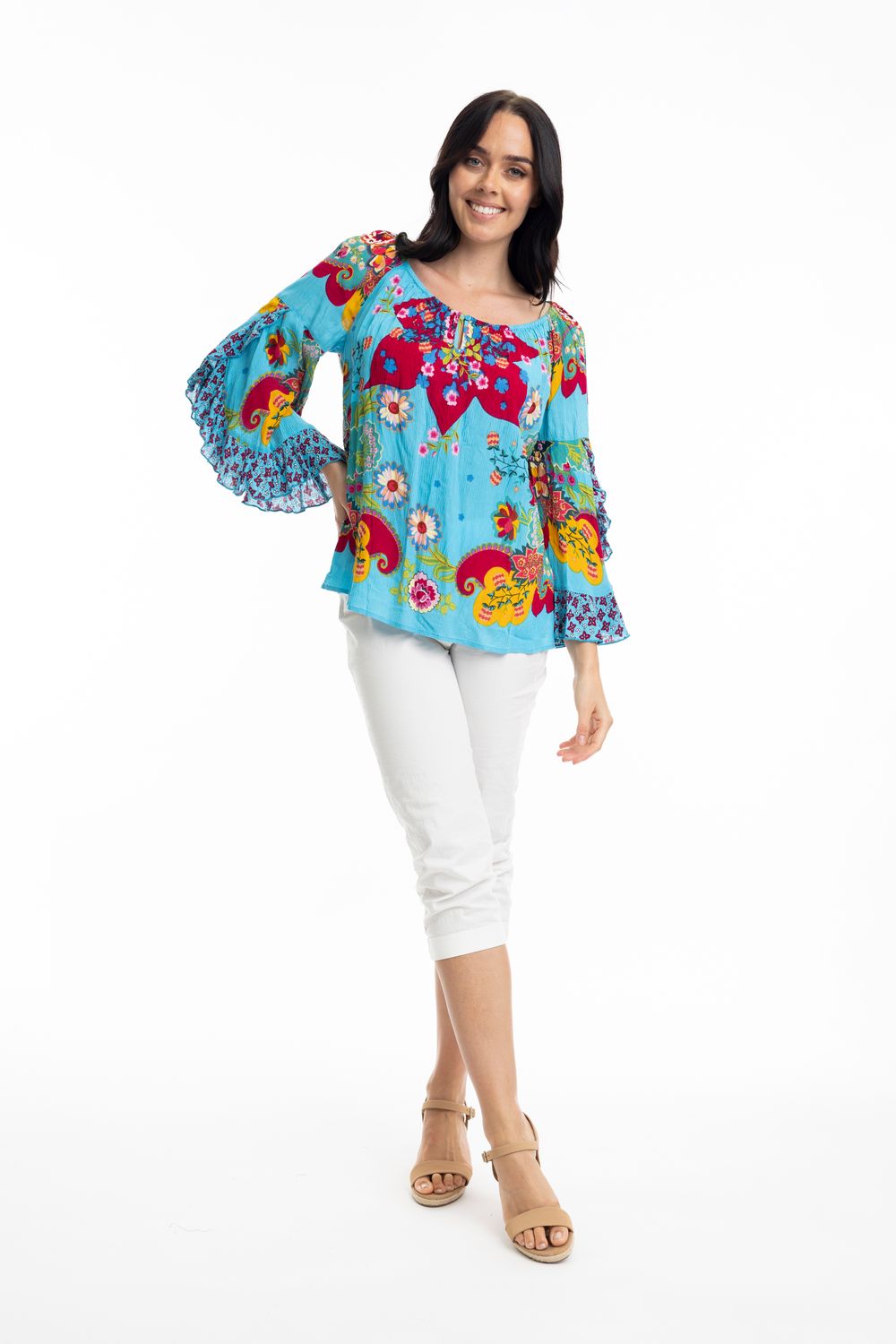 Orientique Top Boho Turquoise 82201