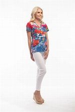 Orientique T-shirt Basic Cut V Print Santorini 22992