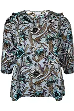 zhenzi Blouse 3/4 Blauw Hayu 766