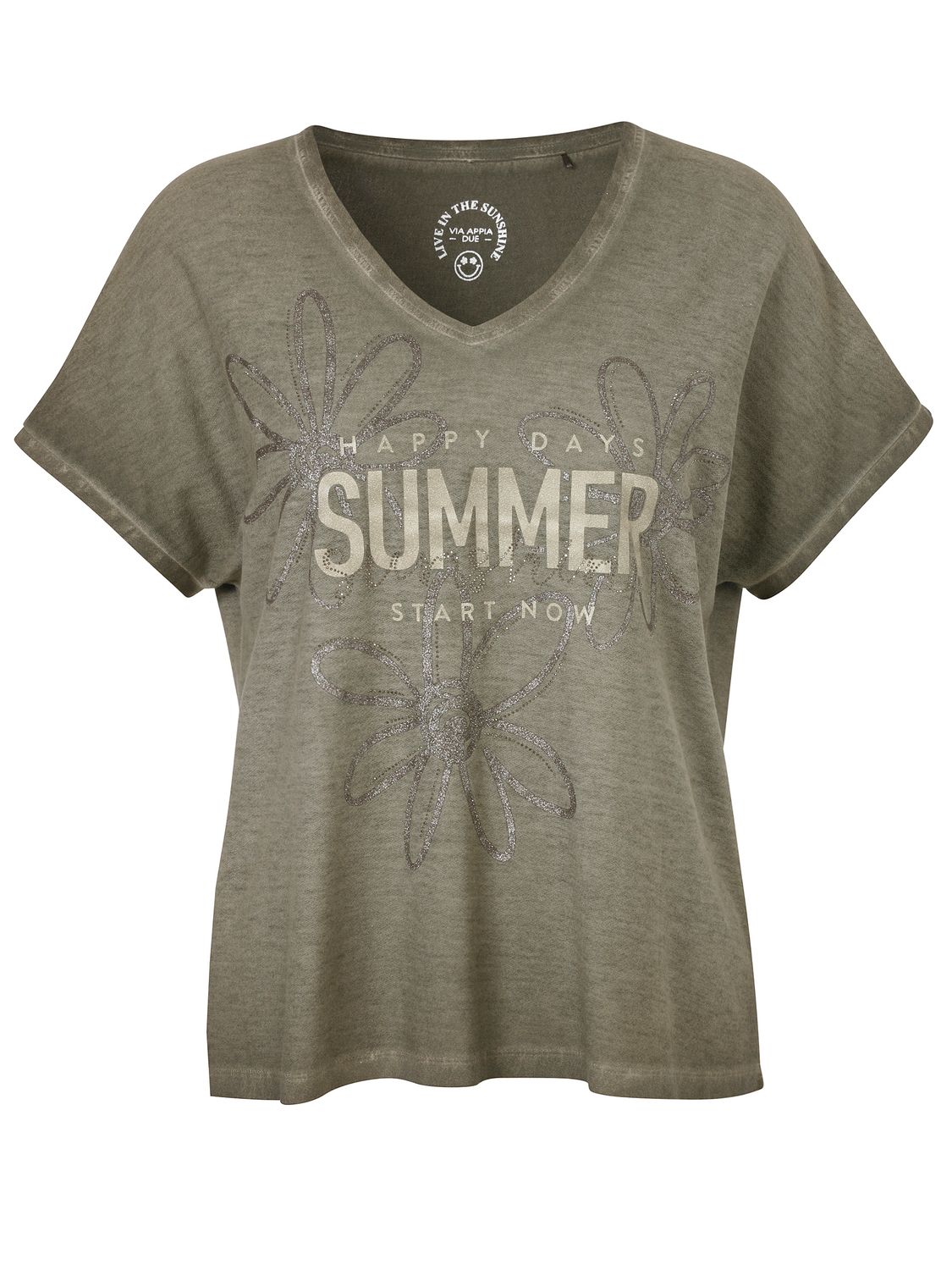Via Appia Due T-shirt V-hals Olive 2512491
