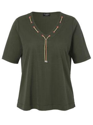Via Appia Due T-Shirt V-hals 1/2 Arm khaki multicolor 2512791