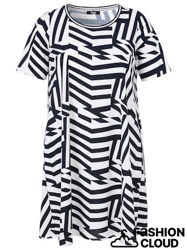 Frapp jurk ronde hals Marine Wit 2553715