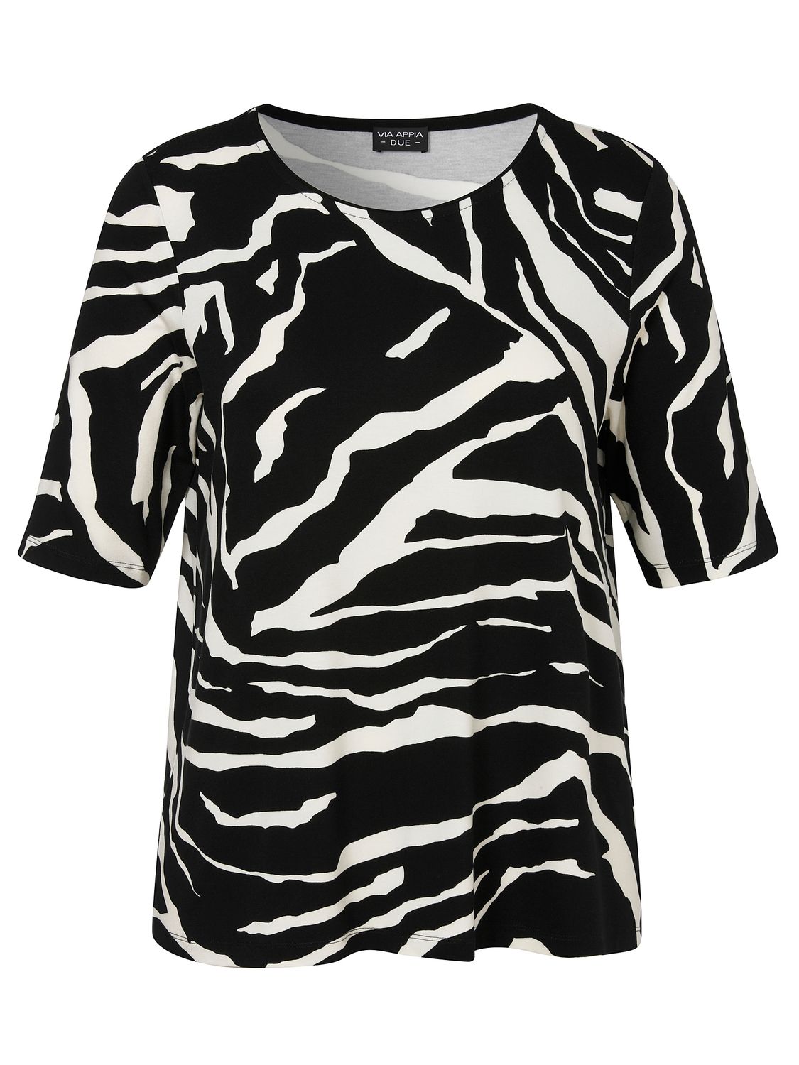 Via Appia Due T-Shirt Rundhals 1/2 Arm Druck schwarz / creme 2512461