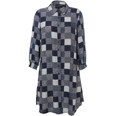 Studio Emilie shirt Navy White checks with print S254809