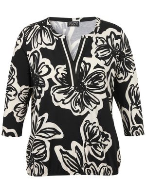 Via Appia Due T-shirt V-hals 3/4 mouw Zand-Zwart 2514484