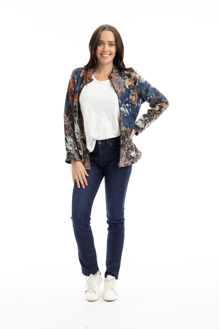 Orientique Jacked Zip Abstract Floral 23015
