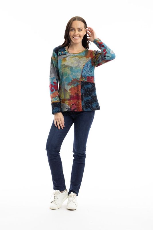 Orientique Billie Jean Top Patch Print 62718