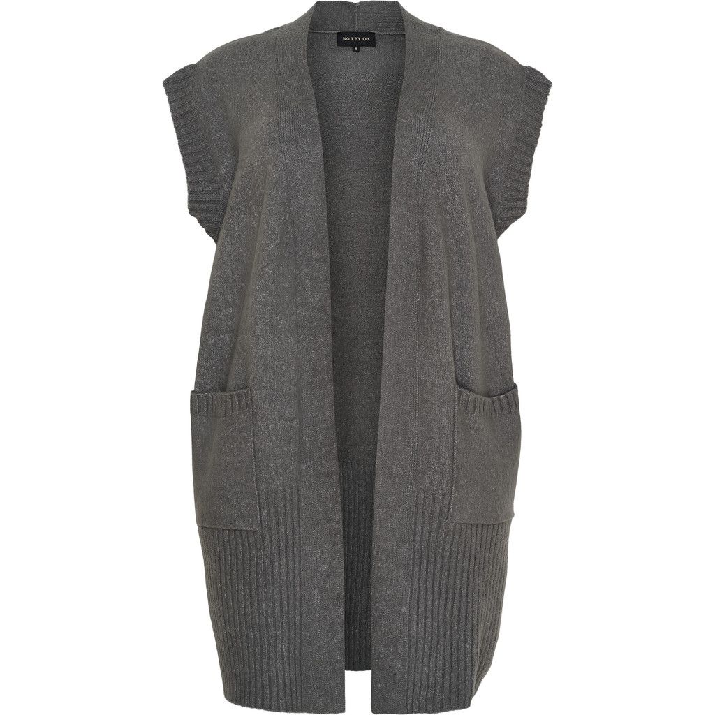 No.1 BY OX Long waistcoat Dark Grey Melange 62629-C