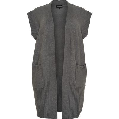No.1 BY OX Long waistcoat Dark Grey Melange 62629-C