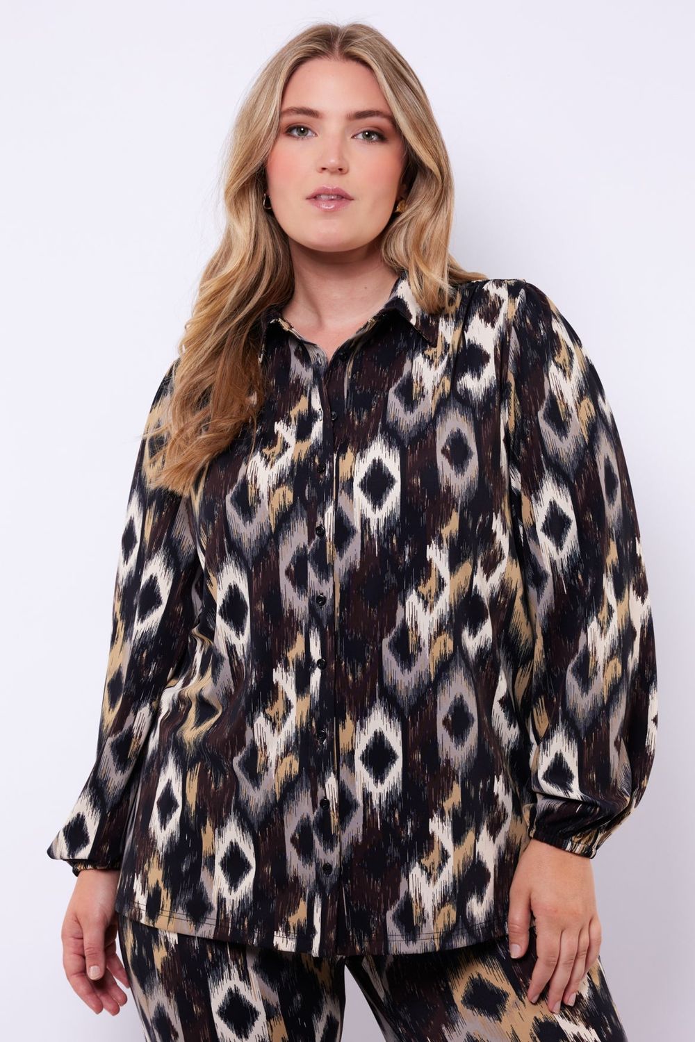 Exxcellent Tenley blouse Sand/Dark Chocolate 25NZE13