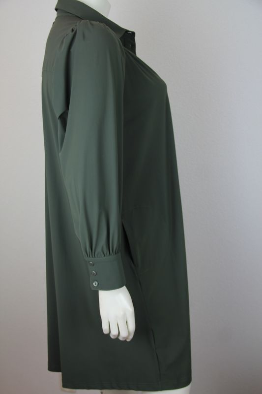 Only-M Jurk met pofmouwen en zakken SC DG Olive Green SC.ABITO.066DG