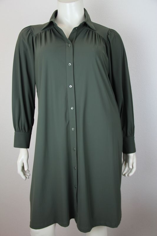 Only-M Jurk met pofmouwen en zakken SC DG Olive Green SC.ABITO.066DG