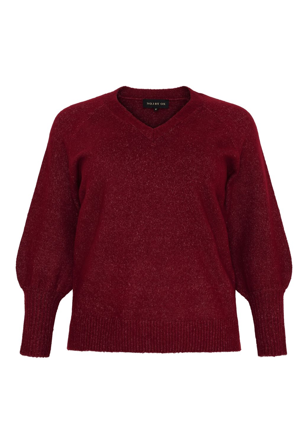 No.1 BY OX Sweater V neck w balllon sleeves Syrah Red 62879-C