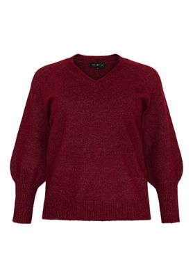 No.1 BY OX Sweater V neck w balllon sleeves Syrah Red 62879-C