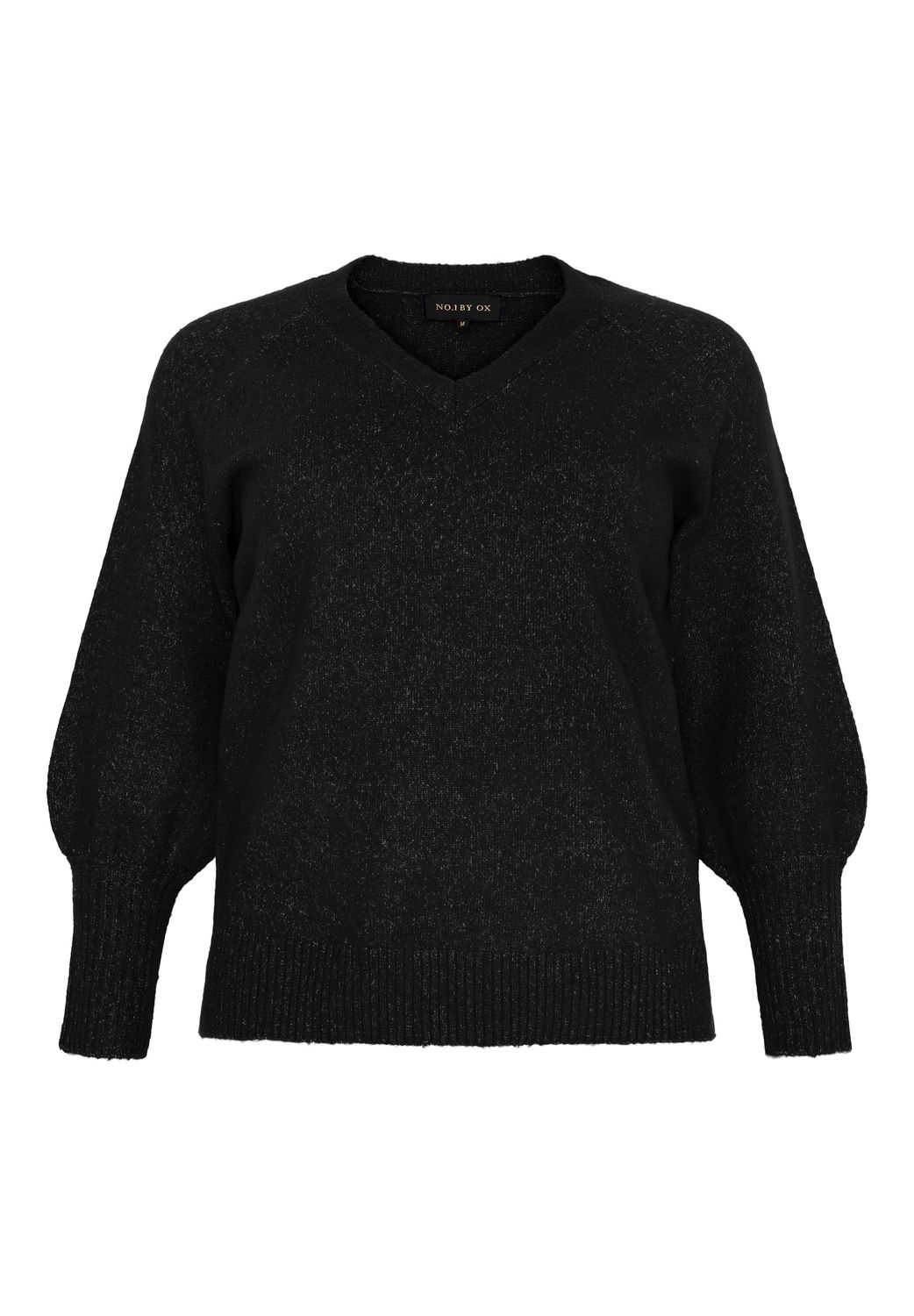 No.1 BY OX Sweater V neck w balllon sleeves Black 62879-C
