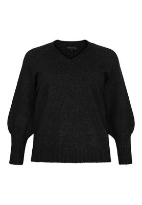 No.1 BY OX Sweater V neck w balllon sleeves Black 62879-C