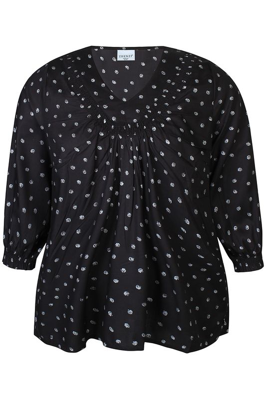 zhenzi Vela 1128 Blouse 3/4 mouw Zwart 201128