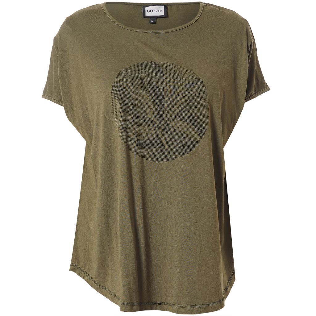 Gozzip GGitte T-shirt with print Olive G261023