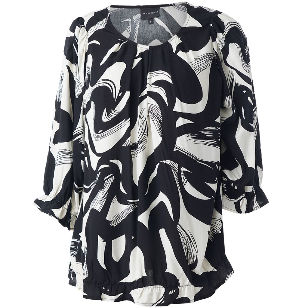 Studio SFarzana Blouse Black with white design S261803