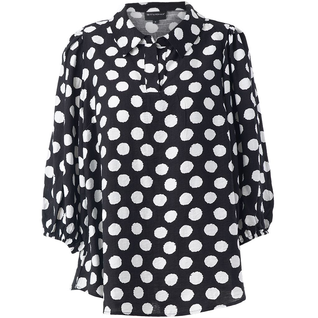 Studio STiff Shirt Black with white dots S261806