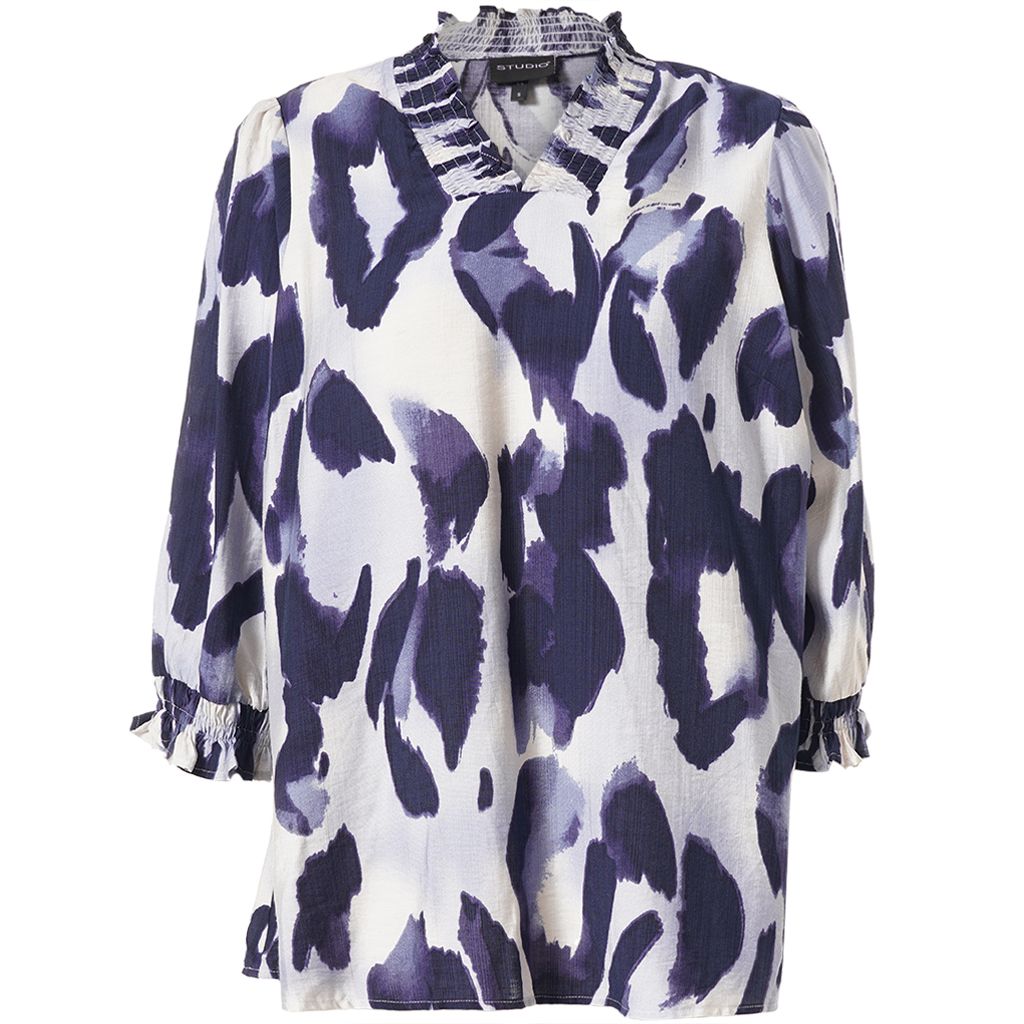 Studio SFeodora Blouse with smock neck Blue clouds S261823