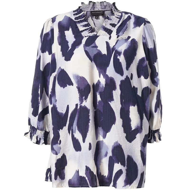 Studio SFeodora Blouse with smock neck Blue clouds S261823