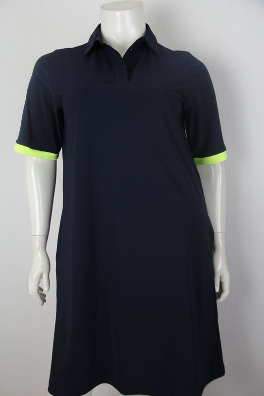 Only-M Jurk polo met manchet fluor Navy-Fluor Giallo SC.ABITO.093DG