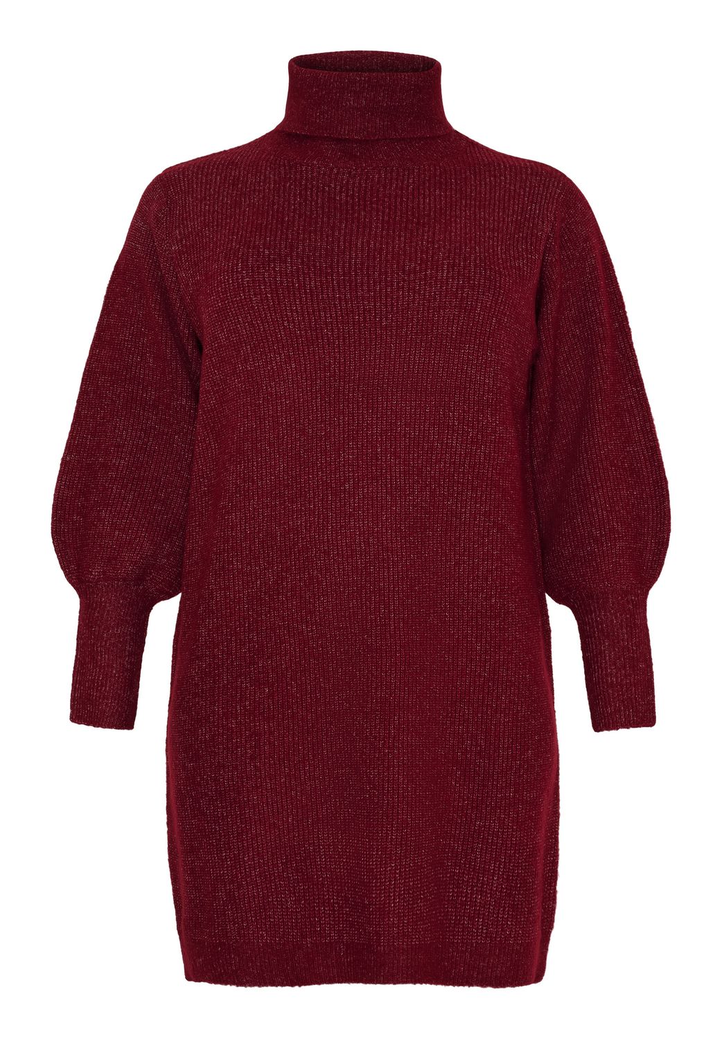 No.1 BY Ox Knitted Dress w rollneck and LS Ball Syrah Red 62627-C