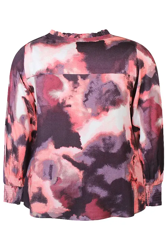 Zhenzi Zh-Anika 1203 Blouse lange mouw Pink Orchid 201203