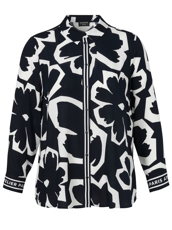 Via Appia Due Blouse met drukknopen Marine Ecru 2611661