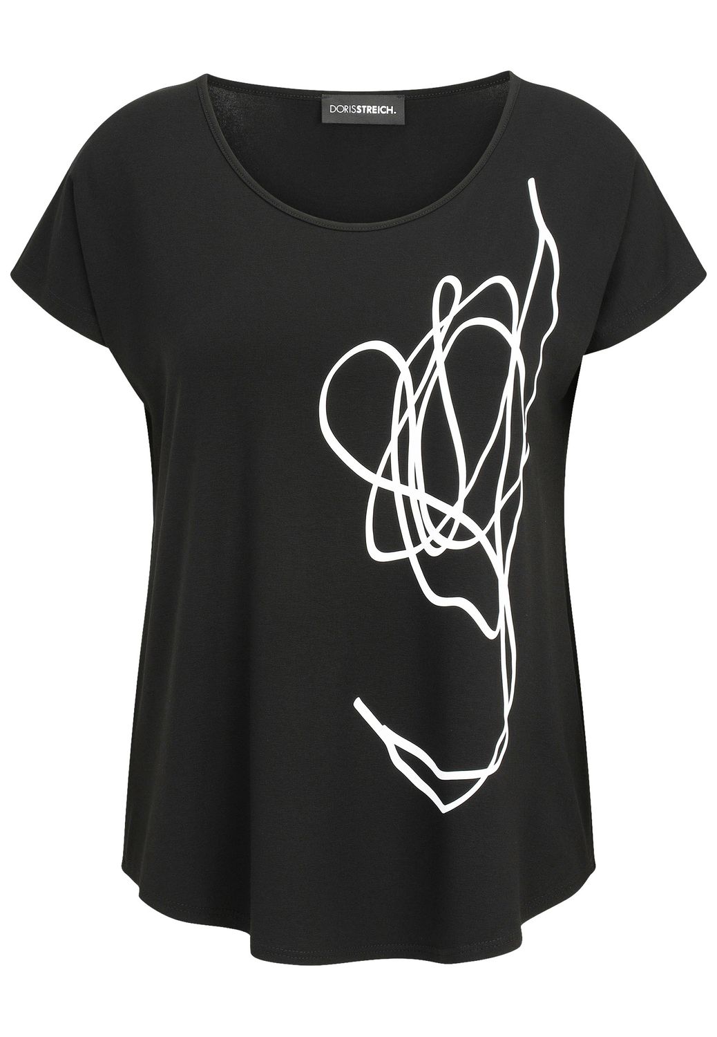 Doris Streich T-Shirt 1/2 Arm Zwart wit 556270