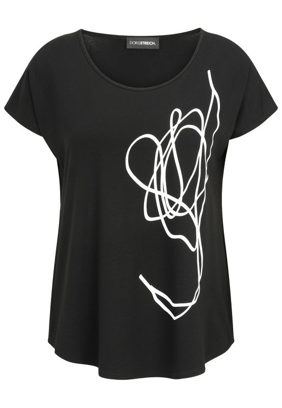 Doris Streich T-Shirt 1/2 Arm Zwart wit 556270