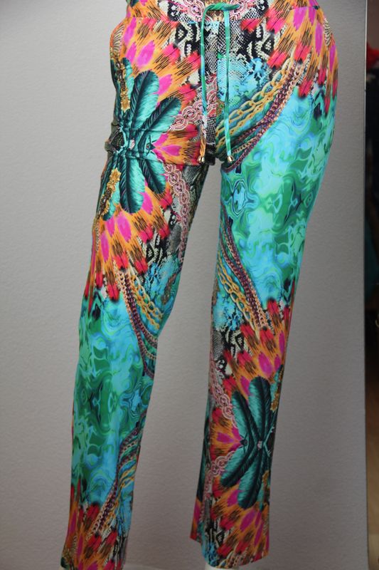 Only-M Pantalon wijd met koordje Menta Snake 230.03DG