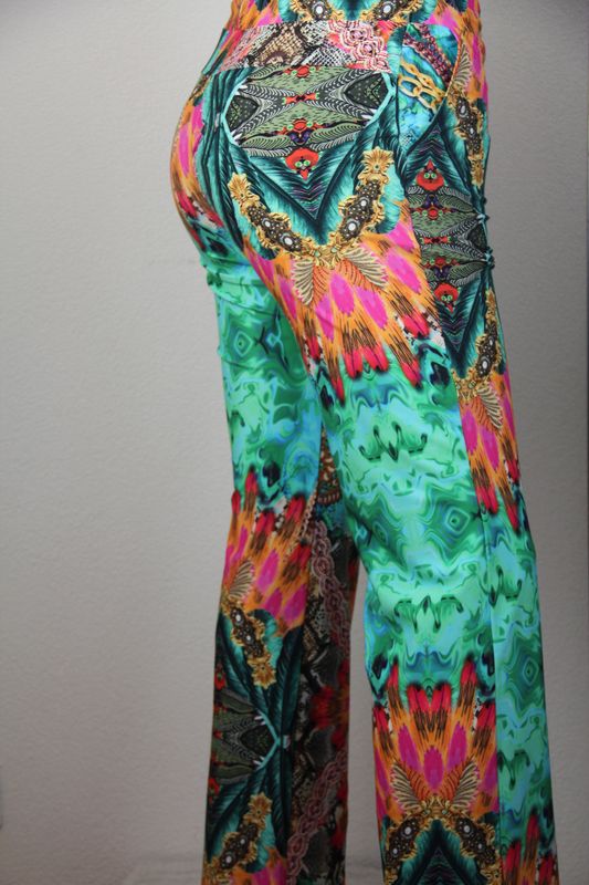 Only-M Pantalon wijd met koordje Menta Snake 230.03DG