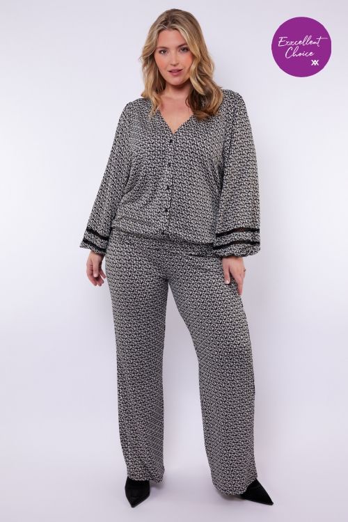 Exxcellent Catherina pants Black/Offwhite 26VZE12