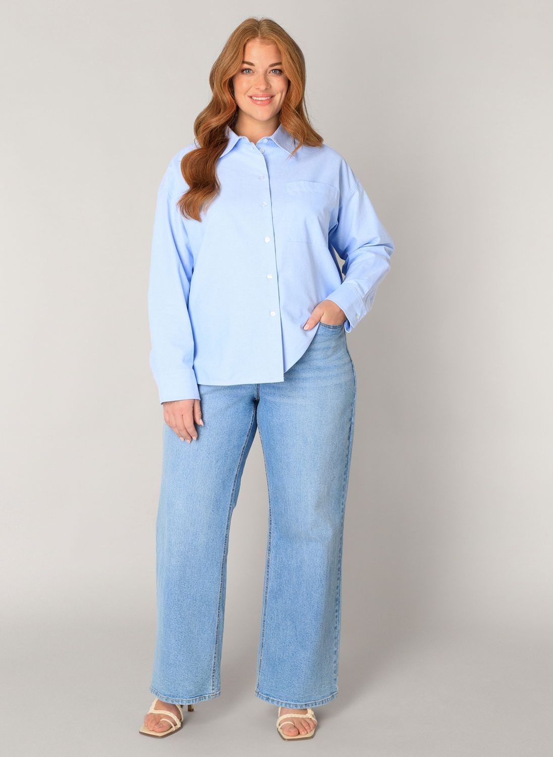 Base Level Curvy  Blouse  Light Blue 7000128