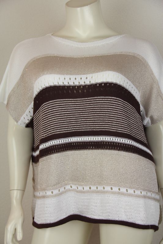 Mat Gebreide top Bruin Wit Beige 8501.5025