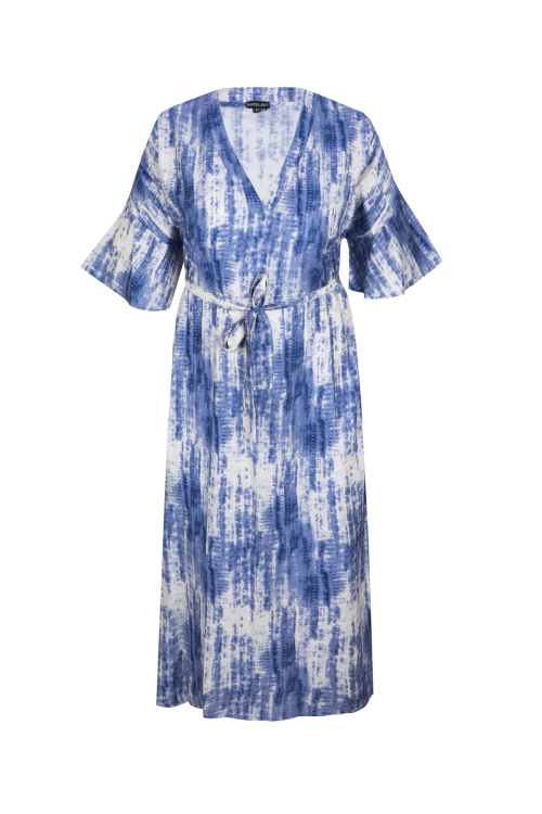 Exxcellent Seren Jurk Off White / Dusty Blue 26ZFE06