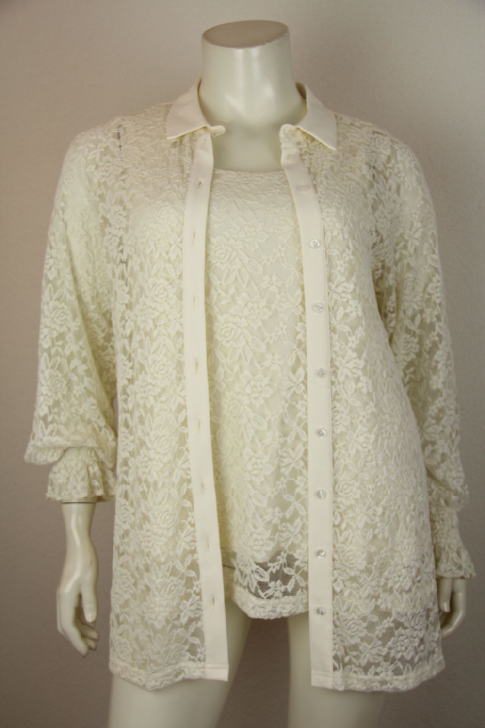 Only-M Blouse Basic + manchet Merletto DG Panna 230.34DG