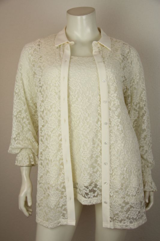 Only-M Blouse Basic + manchet Merletto DG Panna 230.34DG