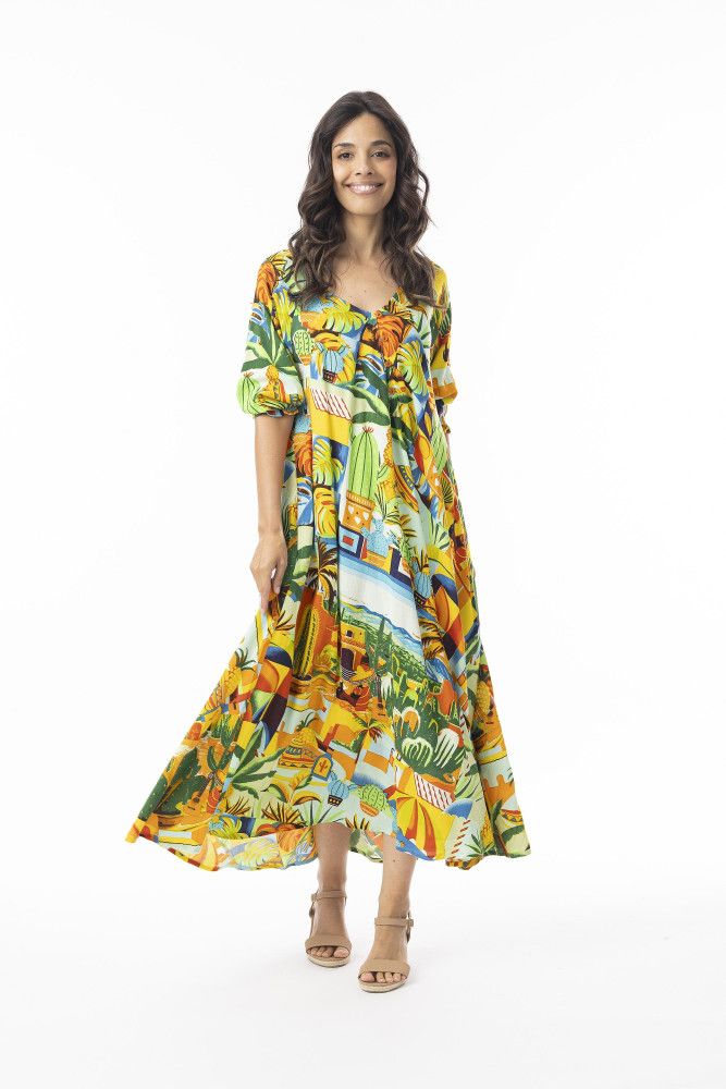 Orientique Guatemala Jurk V Bias Print 30169