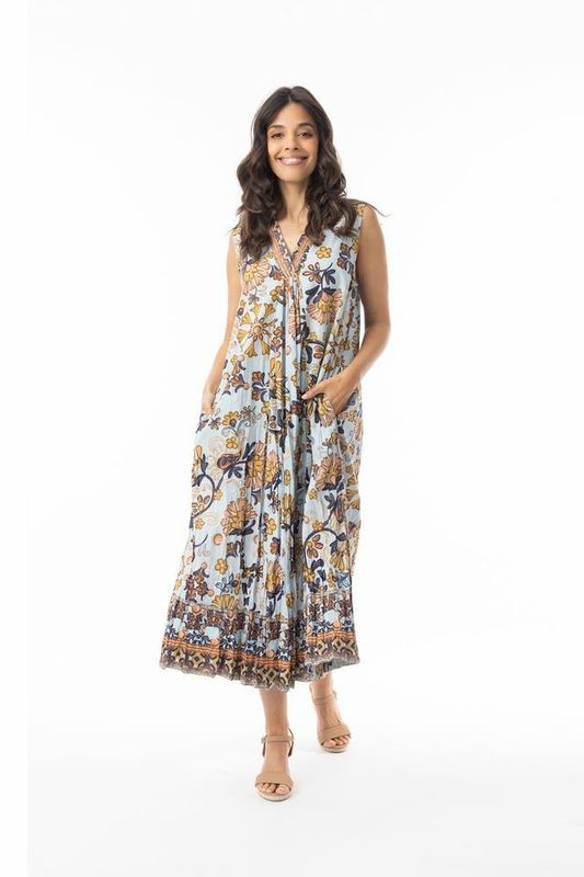 Orientique Macieo Jurk V mouwloos Blauw 61731