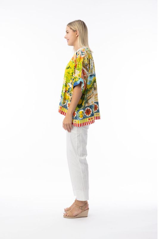 Orientique Amalfi Top V Oversize Print 32444