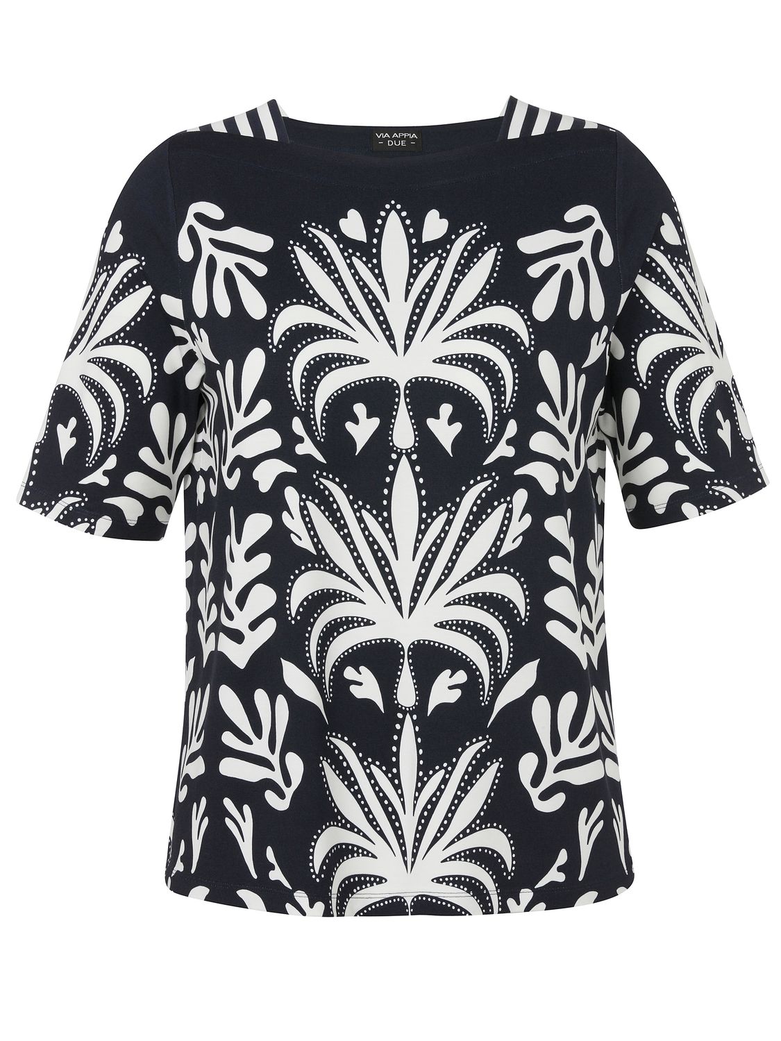 Via Appia Due T-shirt vierkante hals Marine Ecru 2612453