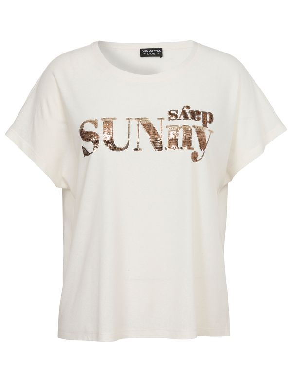 Via Appia Due T-shirt ronde hals Creme multicolor 2612471