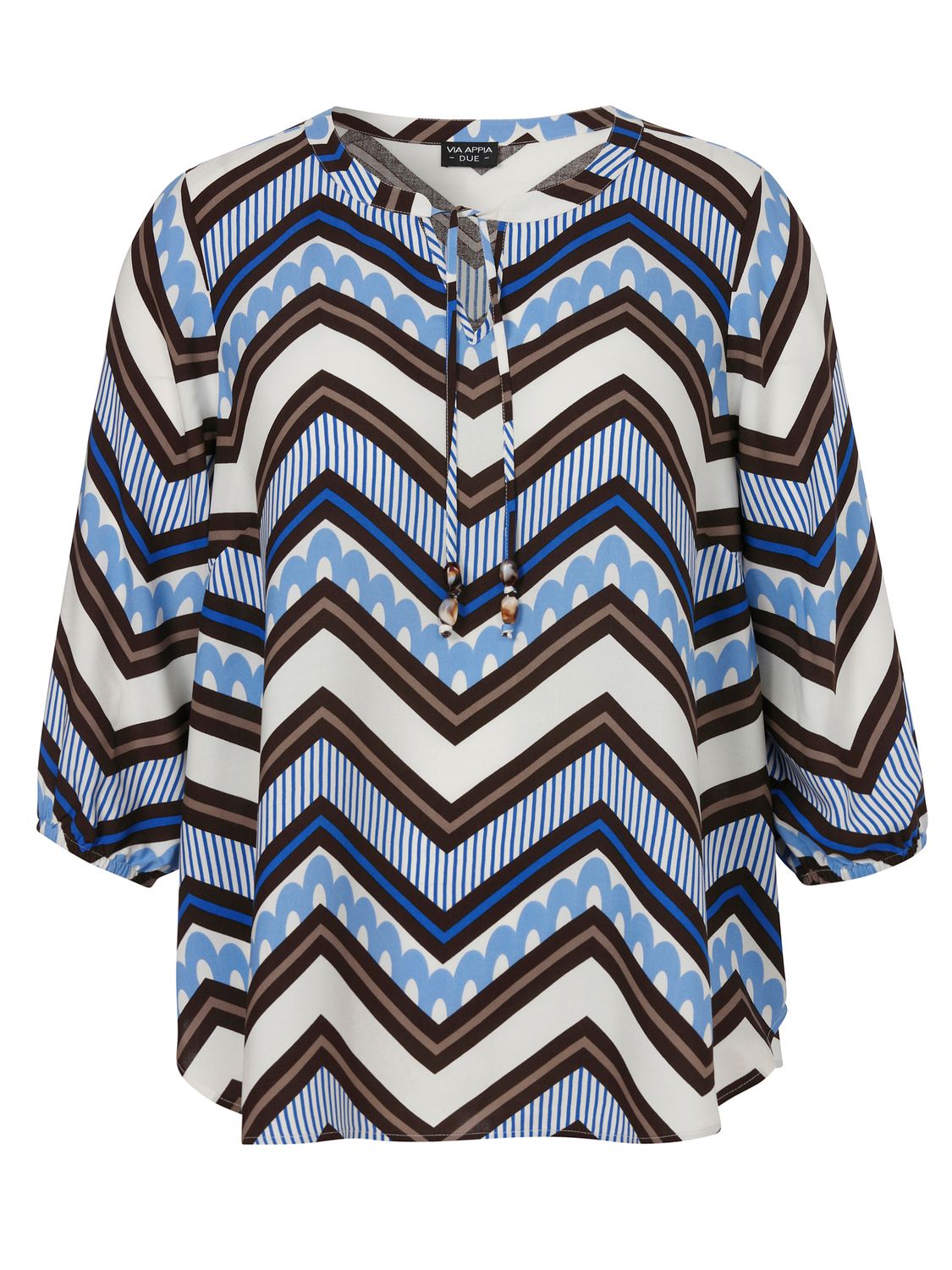 Via Appia Due Blouse V-hals 3/4 mouw Taupe Melange 2612663