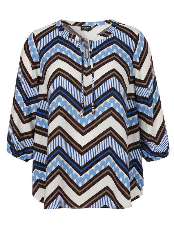 Via Appia Due Blouse V-hals 3/4 mouw Taupe Melange 2612663