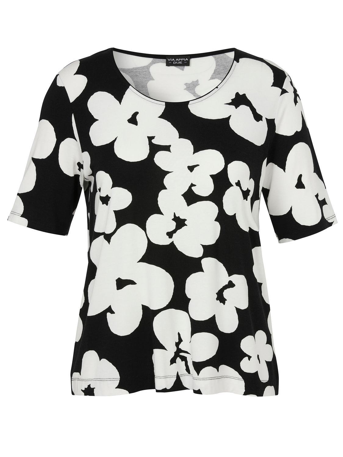 Via Appia Due T-shirt ronde hals Zwart Ecru 2612709