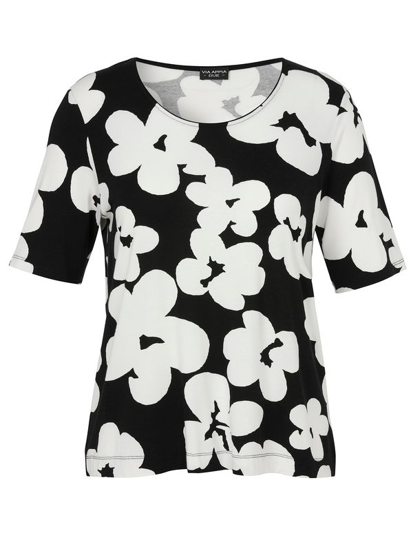 Via Appia Due T-shirt ronde hals Zwart Ecru 2612709
